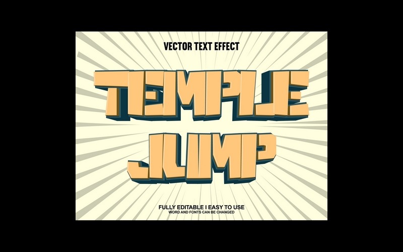 Temple Jump Efeito de texto vetorial 3D totalmente editável