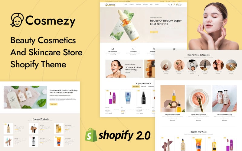 Cosmezy - Güzellik Salonu ve Kozmetik Mağazası Shopify 2.0 Duyarlı Tema