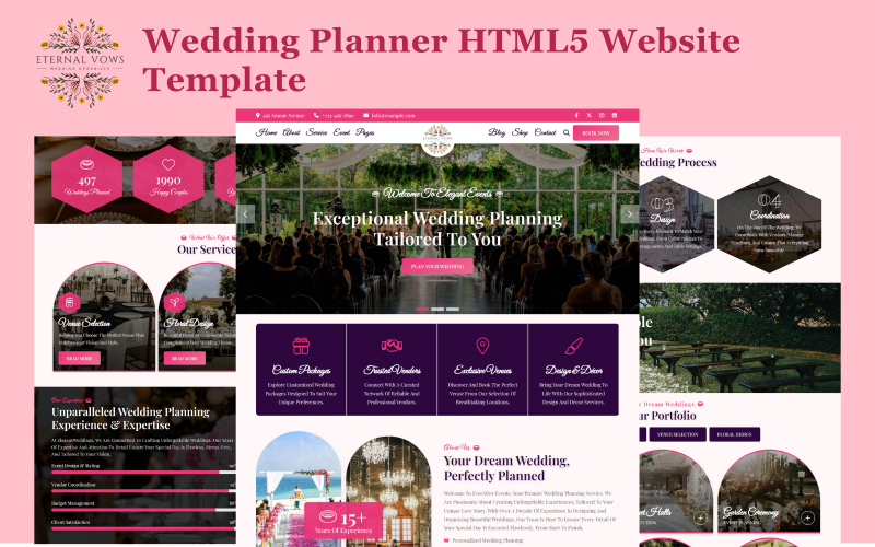 Eeuwige geloften - HTML5-websitesjabloon voor weddingplanners