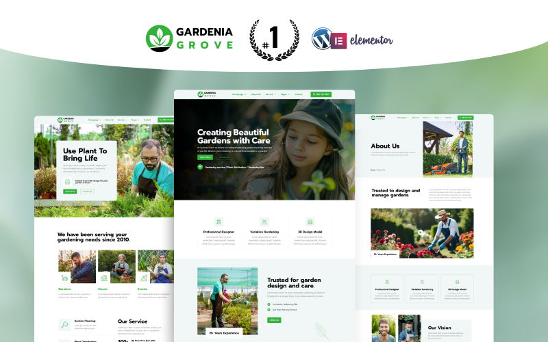 Gardenia - Kit de modelo WordPress Elementor para jardinagem