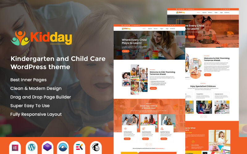 kidday - тема WordPress для детского сада и ухода за детьми