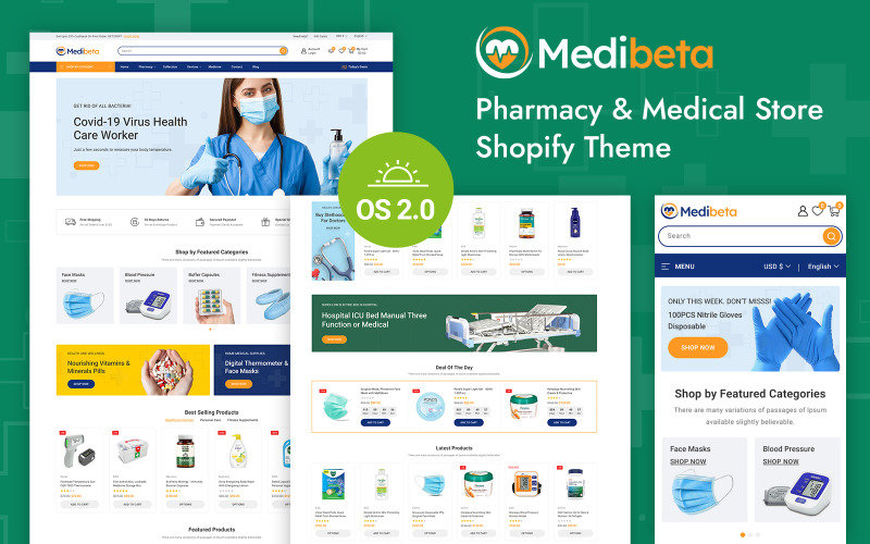 Medibeta - Apotheek, medische en gezondheidszorgwinkel Shopify 2.0 Responsief thema