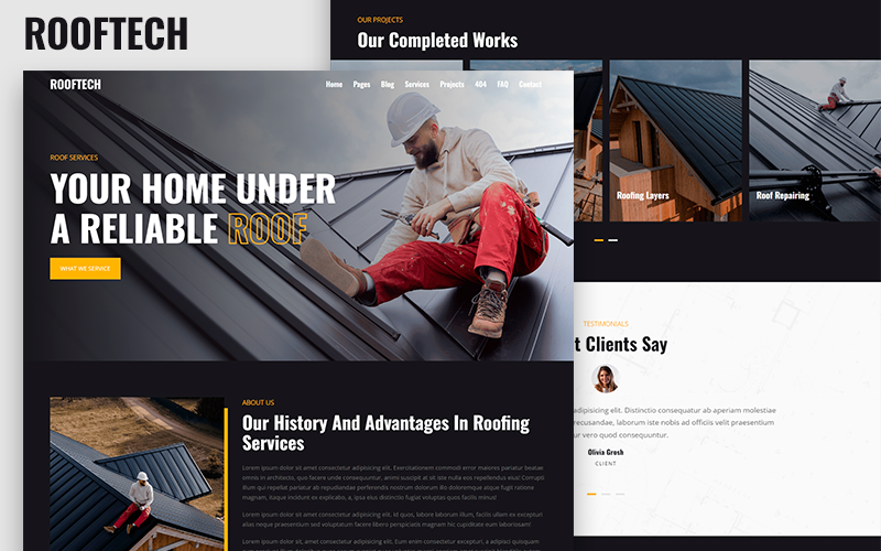 Rooftech - Dachdeckerdienste und Dachreparatur HTML5-Vorlage