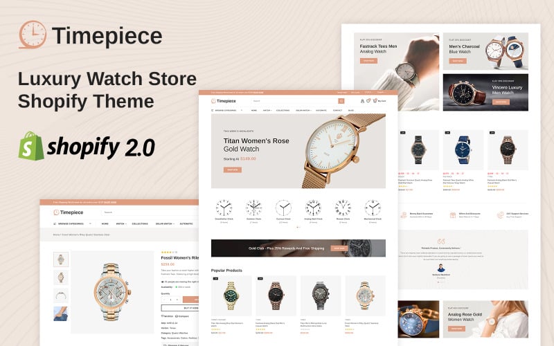 Timepiece - Antik klocka och modebutik Shopify 2.0 Responsive Theme