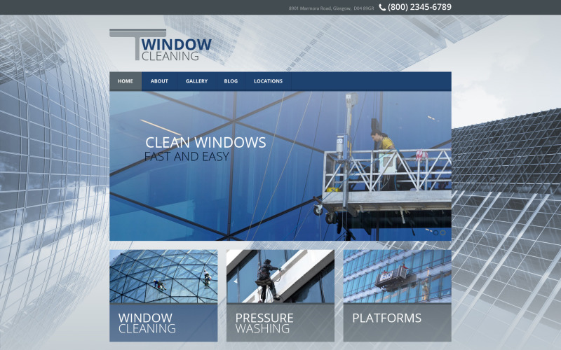 Responsieve websitesjabloon voor ramenreiniging