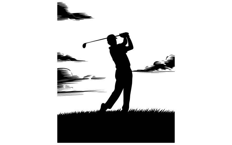 A hand-drawn doodle of a golfer swinging a club