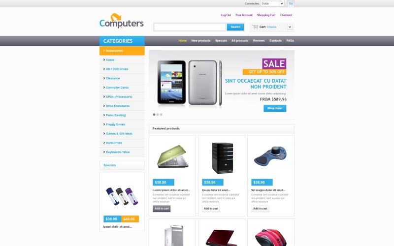 Online Computers Store ZenCart Template