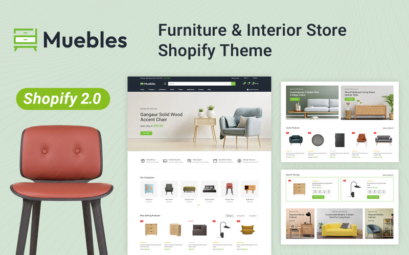 Muebles – Магазин меблів для інтер’єру. Адаптивна тема Shopify 2.0