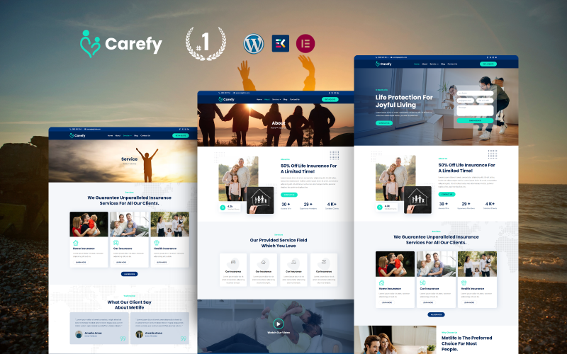 Carefy Hayat Sigortası WordPress Elementor Şablon seti