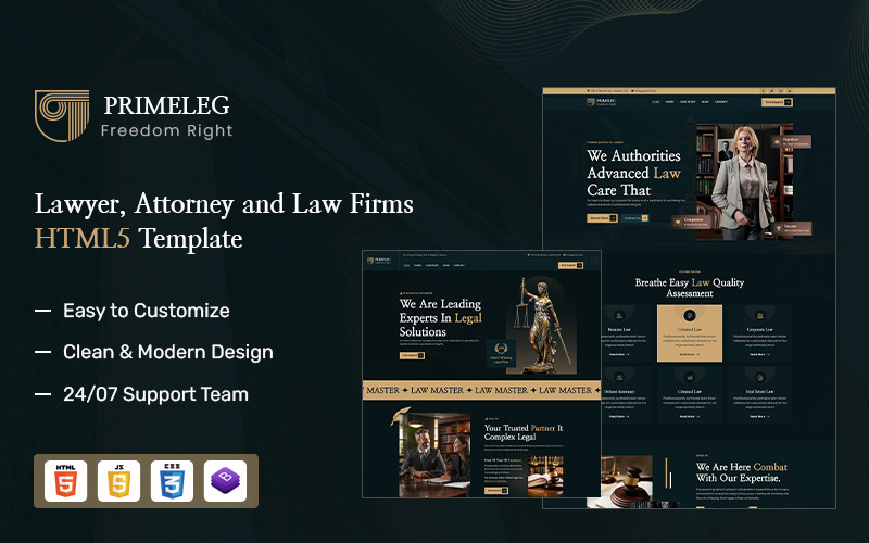 Primeleg – Modello HTML5 per avvocati, avvocati e studi legali