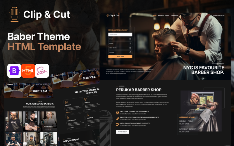 Clip and Cut - Modelo HTML para barbearia e salão de cabeleireiro