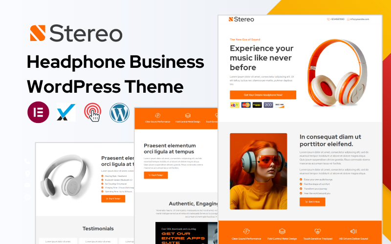 Estéreo - Tema WordPress para negócios com fones de ouvido