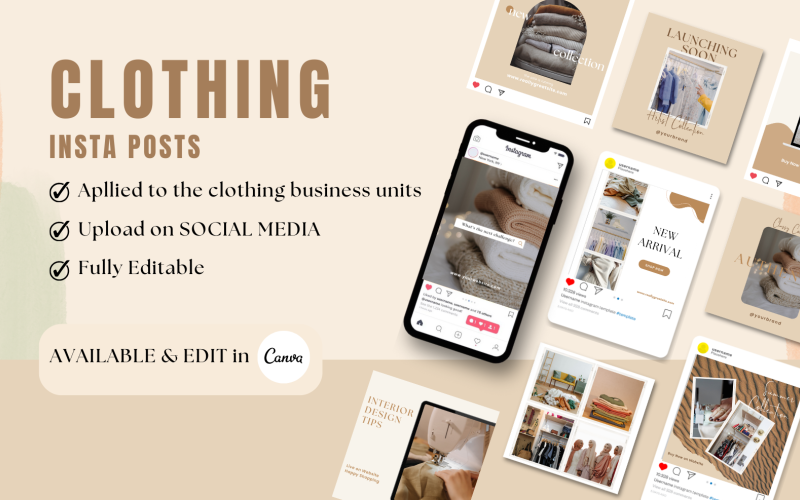 Шаблон одежды Instagram Canva - 25 постов Instagram включены