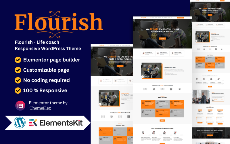 Flourish – Responsives WordPress-Theme für Lebensberater