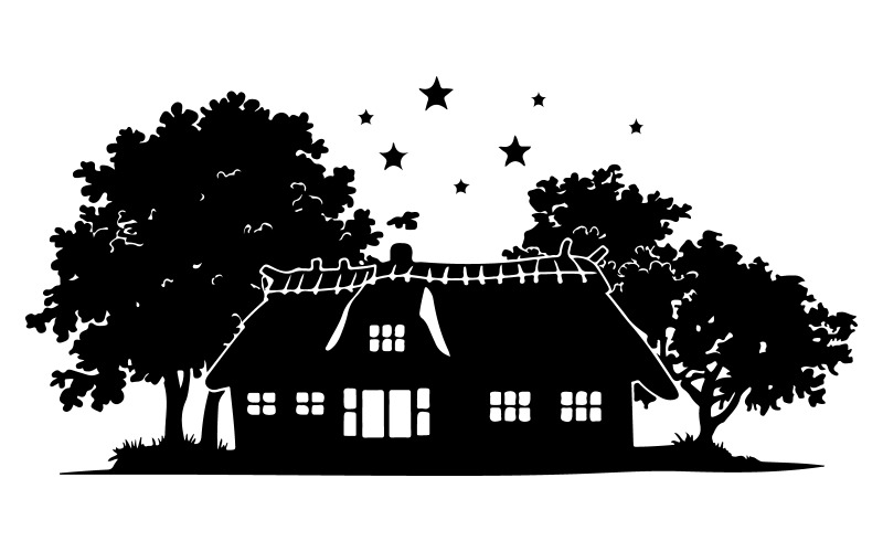 A vector silhouette of a house with a white background