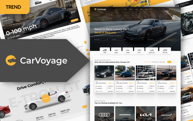 Carvoyage - HTML-шаблон аренды и бронирования автомобилей