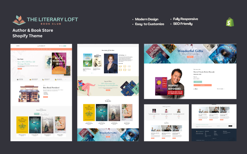 The Literary Loft - Auteurs & Boekwinkel Shopify-thema