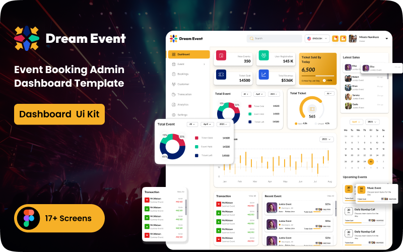 Dream Event Booking Admin Dashboard UI Template