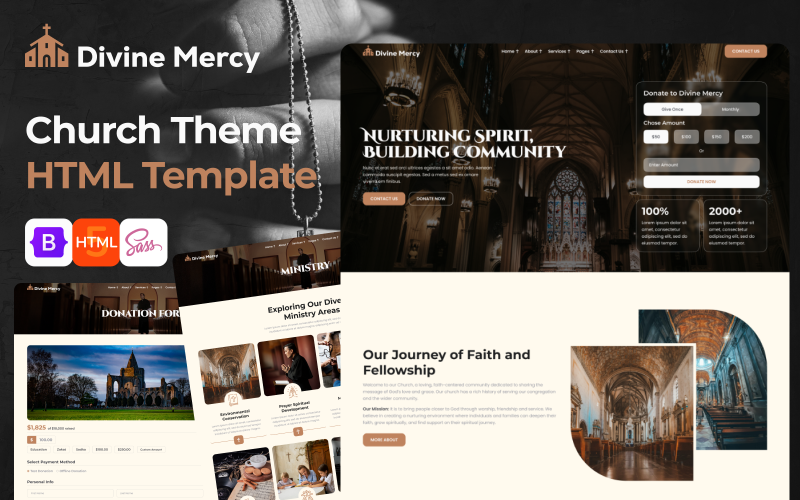 Divine Mercy - Church HTML-mall med evenemang, donationer och predikningar