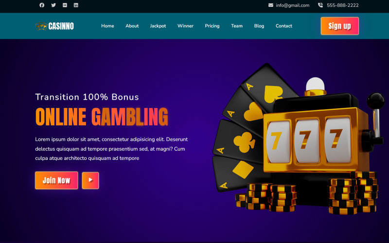 Casinno - Online gokken en casino HTML5-landingspagina-sjabloon