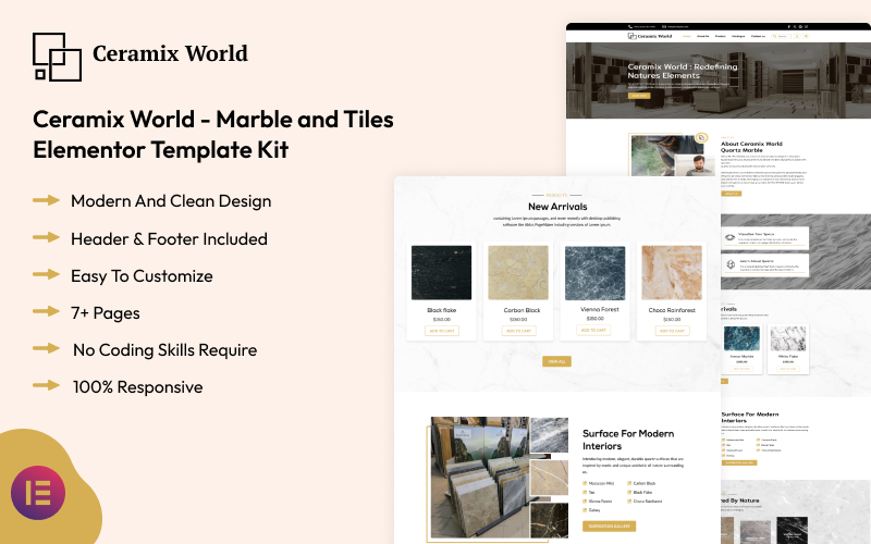 Ceramix World - Marble and Tiles Elementor Template Kit