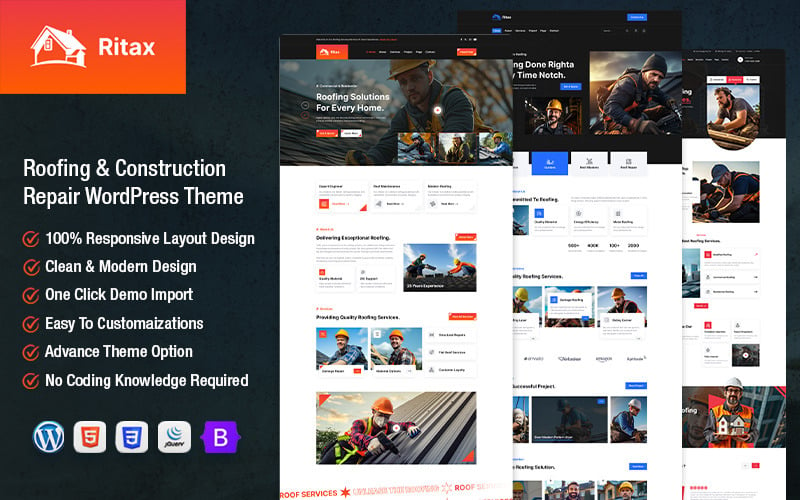 Ritax - Roofing & Construction Repair WordPress Theme