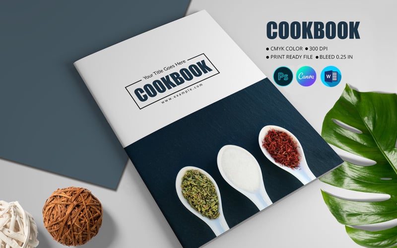 Kochbuch-/Rezeptbuchvorlage. Canva, Word und PSD