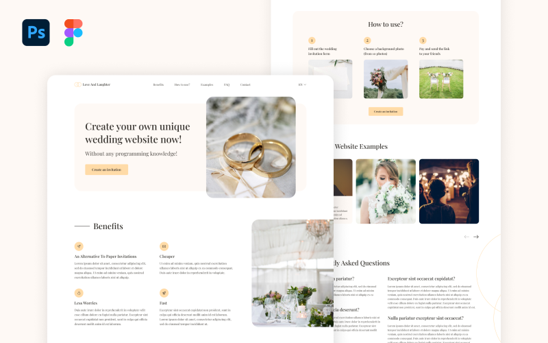 Love And Laughter - Wedding Website PSD Template