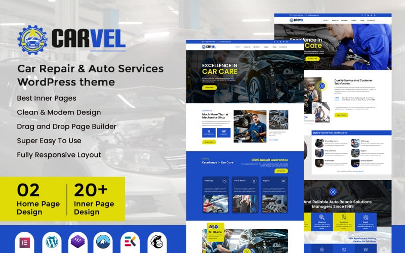 Carvel - Car Repair & Auto Services WordPress  Theme