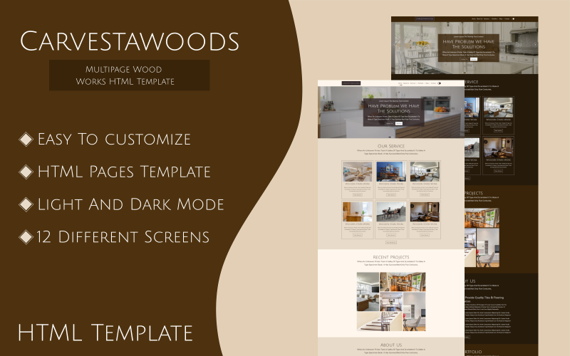 CarvestaWoods - Premium HTML-sjabloon voor houtbewerking met meerdere pagina's