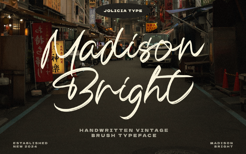 Madison Bright | Fuente de pincel vintage manuscrita