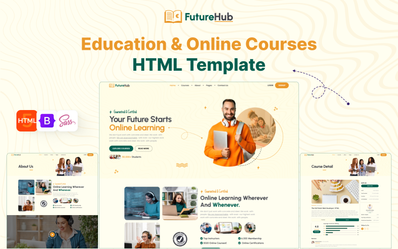 FutureHub – Online cursus & onderwijs HTML5 website sjabloon