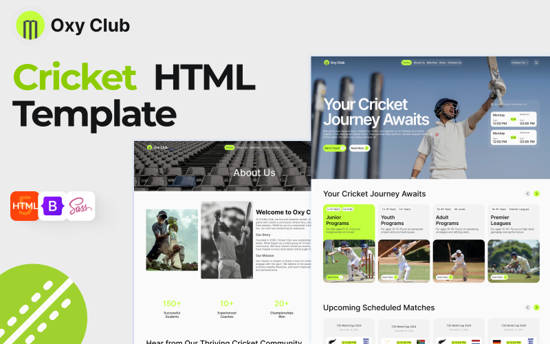 Modèle de site web HTML5 pour club de cricket et centre sportif de football Oxy Club