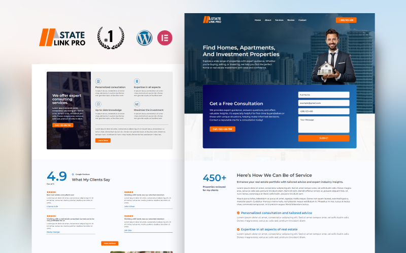 SateLink Real Estate Agency Elementor Landing Page