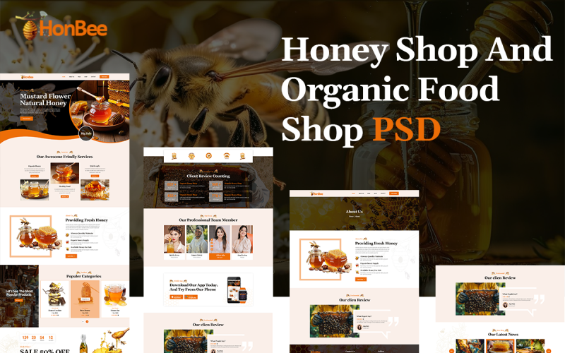 Honbee - Honey and organic food shop psd template