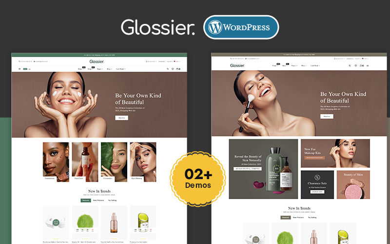 Glossier – Адаптивна тема WooCommerce для краси та косметики