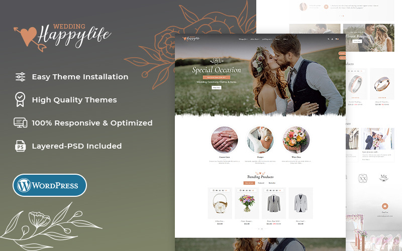 HappyLife – WooCommerce Minimal Theme for Wedding Stores