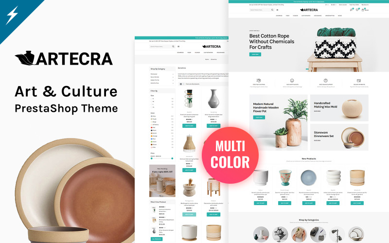 Artecra – művészet, kultúra, dekoráció és kézműves Prestashop téma