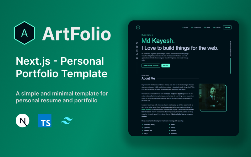 ArtFolio - Nextjs ile React Portföy Şablonu