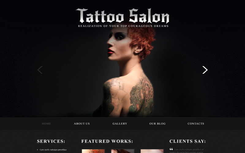 Plantilla Joomla adaptable para salón de tatuajes