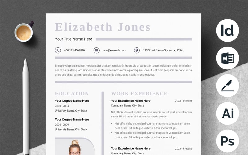 Elegant Feminine Resume Template Design