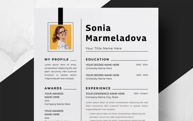 Simple Clean Resume Template Layout