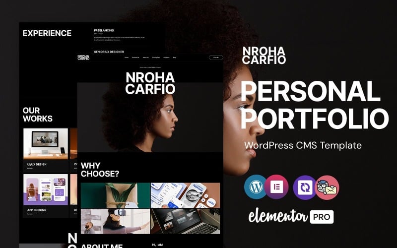 Nroha - персональне портфоліо WordPress Elementor Theme