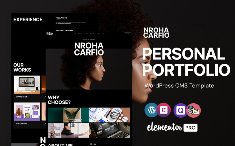 Nroha - személyes portfólió WordPress Elementor téma