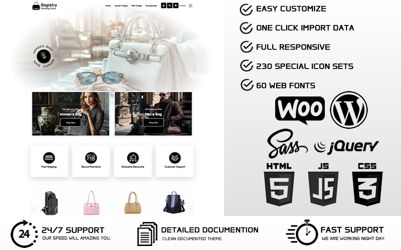 Bagistry - Tema WooCommerce de WordPress para tienda de bolsos