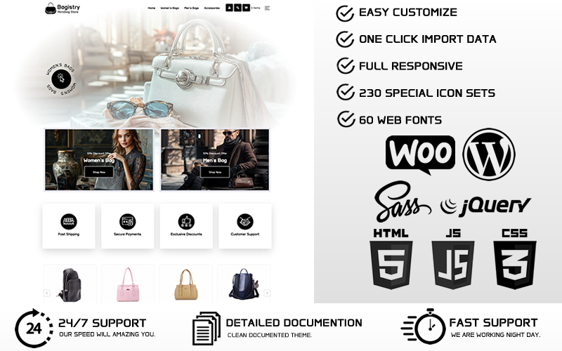 Bagistry - Thème WordPress WooCommerce pour boutique de sacs à main