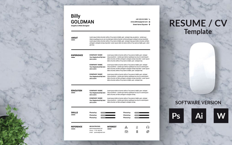 Modèle de CV de Billy Gold Man