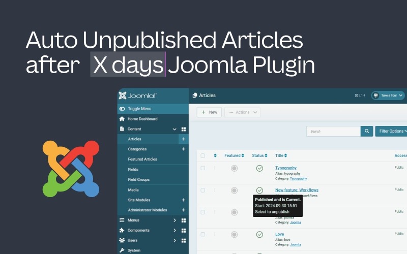 Automatisch niet-gepubliceerde artikelen na X dagen GRATIS Joomla-plug-in