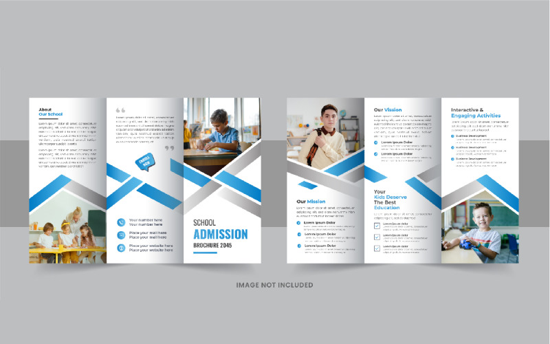 Kids back to school admission trifold brochure, International school trifold brochure