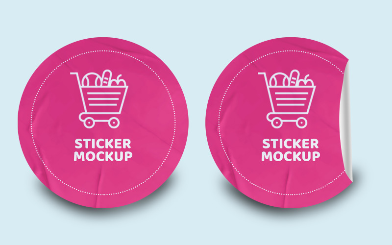 Round Sticker Mockup PSD Template VOL- 7